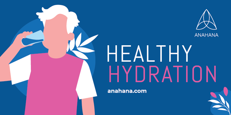 Healthy hydration banner with glass